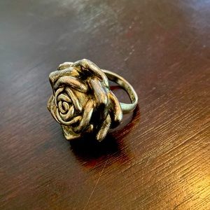 Sterling silver large rose ring